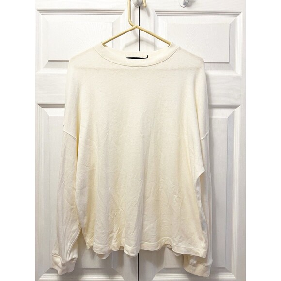 Jenni Kayne Long Sleeve Oversized Cotton Sweater Tee Size XS Ivory Boyfriend - Picture 6 of 12